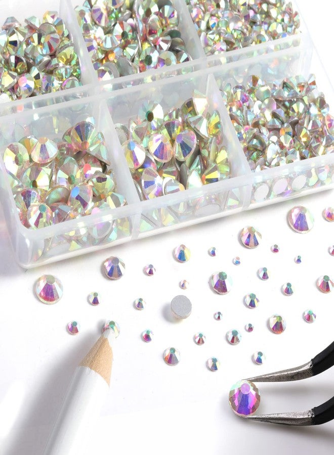 Beadsland 8300PCS Flatback Rhinestones, AB Crystal Rhinestone Round Crystal Rhinestones for Crafts, Mixed 10 Sizes with Wax Pencil and Tweezer Kit, SS3-SS30, Crystal AB - Image 2